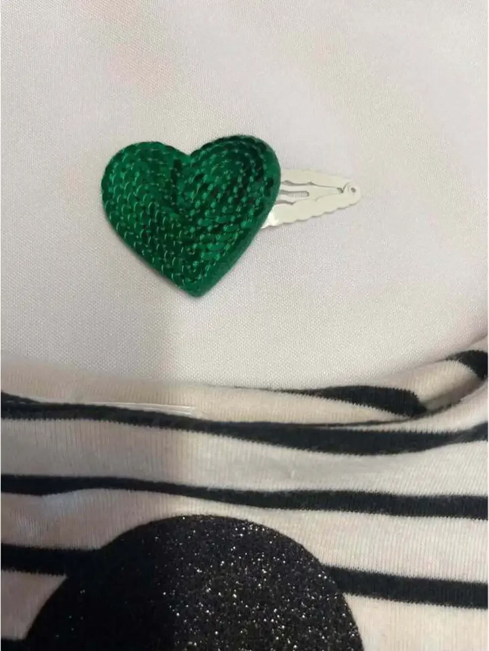 Gymboree Girls Size 9 Striped Sequin Heart Shirt & Hair Clip